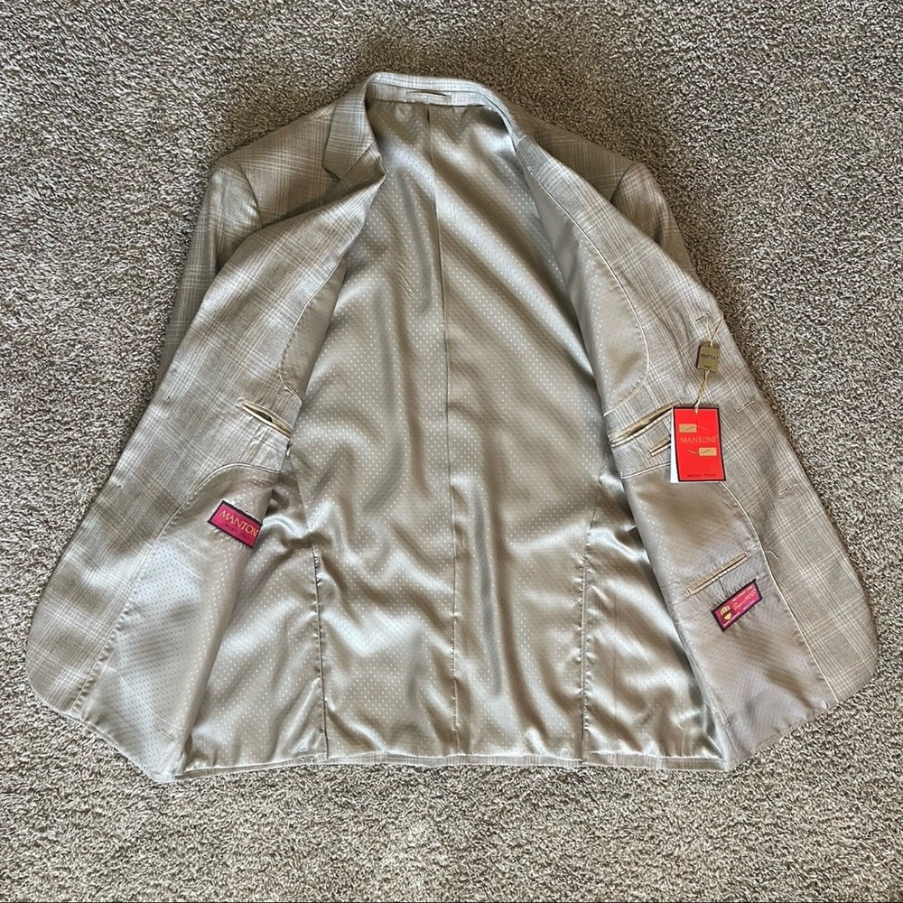 Mantoni 100% Virgin Wool Super 140s Jacket Coat Blazer 44R Crème Tan Brown BNWT - Picture 6 of 7